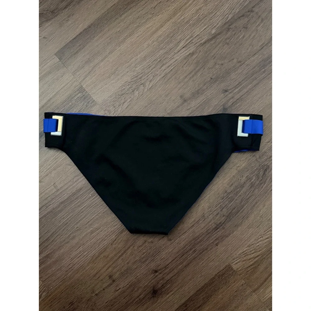 La Perla Black Blue Colorblock Bikini Bottom Hardware‎ Detail Italy US XL Bech